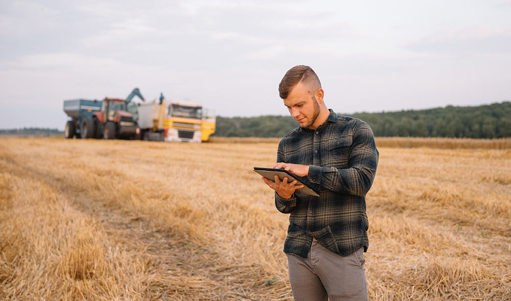 A man in checkered long sleeve with his tablet | Careers Collectiv